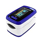 Pulsoximeter für Finger Sauerstoff-Messgerät Finger-Messgerät misst Sauerstoffsättigung Pulsfrequenz, Oximeter mit OLED-Display und Alarm-Funktion, Batterie-Betrieb