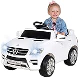 Kinder Elektroauto Mercedes ML 350 Original Lizenz Auto 2X 25 Watt Motor Kinderauto Kinderfahrzeug Elektroauto (Weiß)