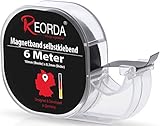 Reorda® Magnetband selbstklebend inkl. Spender - Leichtes abtrennen der Magnetstreifen dank scharfer Klingen - Dünnes Magnetband hervorragend für Postkarten, Fotos & Whiteboards geeignet (6 Meter)