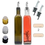 Ölflasche mit Edelstahl-Ausgießer, 2X 500 ml - Ideal für die Küche oder auf dem Tisch - mit Kraftpapier zum B