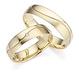 123traumringe 2x Trauringe/Eheringe mit Brillant in Gelbgold 333 in Juwelier-Qualität (Diamant/Gravur/Ringmaßband/Etui)