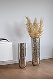 samui | Art Deko Vase Phoenix Silber - Moderne, handgefertigte Designer Bodenvase optimal für Pampasgras, aus Metall, Dekovase, Wohnzimmer (Small)