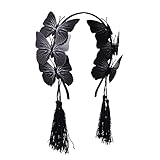 SKTE Lolita Schmetterling Quasten Stirnband Mode Gothic Haarband Frauen Mädchen Haarschmuck Für Weibliche Kopfschmuck Haarbänder Headwear (Color : Black, Size : One size)