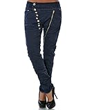 Daleus Damen Boyfriend Jeans Hose Reißverschluss Knopfleiste Stretch DA 14145 Farbe Navy Größe XL / 42