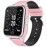 Smartwatch Kinder - Telefon Uhr mit 17 Puzzlespielen, Kamera, Musikplayer, SOS Telefonieren, Fackel, Wecker, Touchscreen Kinderuhr für Jungen und Mädchen Grundschüler 4-12 Jahre (Rosa)