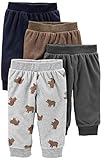 Simple Joys by Carter's Baby Jungen Fleece-Hosen, 4er-Pack ,Gray/Navy/Brown/Bear Print ,18 M