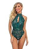 KELITCH Babydoll Spitze Body Sexy Frauen Teddy Halter One Piece Backless Overall Dessous Nachtw