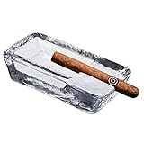 Pasabahce Zigarre Aschenbecher für Draussen | Handgearbeitet Kristallglas | Balkon Tisch Windundurchlässig Desig