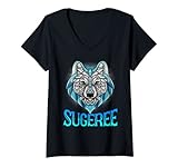 Damen Sugeree Wolf Spirit Tier Indianer Sugeree Heritage T-Shirt mit V