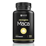 Premium Maca Wurzel Extrakt 1000mg mit L-Arginin 2400mg und 10mg Zink - Hochdosiert für aktive Männer & Frauen - 120 Kap
