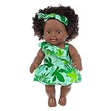 POHOVE 30,5 cm große Mädchenpuppe, niedliches Spielzeug für Kinder, schwarzes Mädchen, afrikanisches amerikanisches Baby, weiches Vinylspielzeug