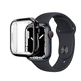 PaceBid Hülle Case Kompatibel mit Apple Watch Series 7 45mm, Slim Soft Flexible TPU-Gehäuse Schutzhülle Durchsichtig All-Around Schutzfolie Cover für iWatch Series 7 45mm -Schw