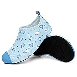 Geweo Kinder Aquaschuhe Schwimmschuhe Kleinkind Wasserschuhe Hausschuhe Barfußschuhe Slippers Mädchen Junge rutschfeste Strandschuhe Badeschuhe für Baby Strand Pool Yoga Blau 24/25EU