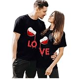 Love Herz Partner Tshirt Damen Herren Paar Shirt für Verliebte Paar Tshirt Partnergeschenke bestes Geburtstagsgeschenk Paar Geschenke Valentinstagsgeschenk Partner Look Geschenke für Frauen M