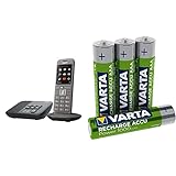 Gigaset CL660A - Schnurloses Telefon mit Anrufbeantworter und großem TFT-Farbdisplay - Benutzeroberfläche & VARTA Rechargeable Accu Ready2Use vorgeladener AAA Micro NI-Mh Akku (4er Pack, 1000 mAh)