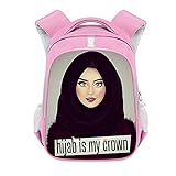 JTBDWOSK Crown Hijab Face Eyes Rucksack für Gril Kinder Schultaschen Kinder Kindergarten Rucksack Umhängetasche Bookbag Geschenk 44' L x 28' H x 13' B 3D gedruckter Schulrucksack Lunch Bag