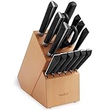 VonShef 15-teiliges Küchenmesserblock Set Premium Japanischer Stahl Messerset inkl. Steakmesser, Messerschärfer und Schere - Soft Touch Ergonomische G