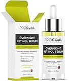 Procharcoal Retinol-Serum, hohe Festigkeit für Gesicht, 30 ml, 3 % Retinol-Komplex, Nachtkonzentrat mit Bisabolol & Paracresse-Extrakt, vegan, tierversuchsfrei, hergestellt in Großb