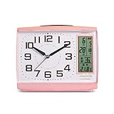 Wecker Luxus-Wecker LCD-Anzeige Datum Temperatur und Luftfeuchtigkeit Digitalanzeige Faul Sleepy Night Light Sleep Timer Tischuhr (Color : Pink)