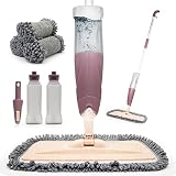 ELOUYCKE Bodenwischer Wischer mit Sprühfunktion, Sprühwischer mit 2*600Ml Wassertank und 3 Wisch Pads, 360 Grad Rotieren Wischmopp für Schnelle Reinigung für Hartholz, Marmor, Laminat, F