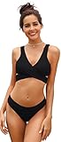 SHEKINI Damen Einzigartig Bikini Set Monochrom Geteilter Badeanzug Mit Quer Brustgurt Weste Bikini Oberteil Und Elastische Triangel-Badehose Solarium Anzug (L, Schwarz)