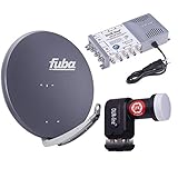 Digital Sat Anlage 8 Teilnehmer | Fuba DAA 850 A Sat-Schüssel 85cm Alu anthrazit + DUR-line +Ultra Quattro LNB + DUR-line MS 5/8 G-HQ Sat Multischalter 8 Teilnehmer (DVB-S2, HDTV, UHD/4K, 3D)