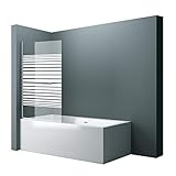 doporro 90x140 cm Design-Duschwand für Badewanne Badewannenaufsatz Duschabtrennung 6mm ESG-Sicherheitsglas teilsatiniert inkl. NANO-Beschichtung Badewannenfaltw