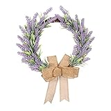Kunyun Künstliche Girlande mit Schleife, Rattan, künstliche Lavendelgirlanden, hängende Ornamente, Kränze, Wanddekoration, Heimdek