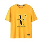 73facai Tennis Grand Slam Roger Federer T-Shirt Unisex Teen Fashion Bequemes Sporthemd,Yellow,M