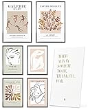Heimlich® Premium Poster Set OHNE Bilderrahmen | Stilvolles Set mit passenden Bilder als Wohnzimmer Deko | 2 x DIN A3 & 4 x DIN A4 - ca. 30x42 & 21x30 | » Abstrakt Pink Matisse «