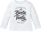 MoonWorks® Baby Langarmshirt Babyshirt Ich Habe die Beste Tante der Welt Spruch Geschenk Jungen Mädchen weiß 80/86 (10-15 Monate)