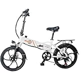 BEZIOR Elektrofahrrad 20' klappbares E-Citybike mit 48V 10.4Ah Lithium-Akku, 350W Heckmotor Hollandrad, E-Bike 35 km/h, Shimano-Übertragungssystem, Klettern: 30 °,Weiß