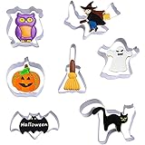 7pcs Edelstahl Halloween Ausstecher Ausstechform Keksausstecher Kürbis,Geist,Fledermaus, Katze Plätzchen Halloweenkekse für Back