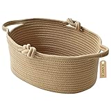 Yiuswoy Baumwollseil Gewebter Aufbewahrungskorb Natürlich Baumwollseilkorb Deko Korb mit Griffen Organizer für Wohnzimmer, Kinderzimmer, Spielzeug, Baby Accessoires (Khaki)