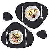 PinYi 2er Tischset, Platzset & Untersetzer & Platzdeckchen aus PU Leder, 2 Stück Filz für Glas und 2 Stück für Tisch, weich, wasserdicht und rutschfest, als Filzuntersetzer Getränk