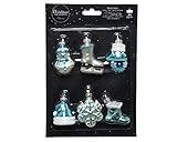 Decoris Christbaumschmuck Glas ca. 5cm x 6 Stück Mini Winter Figuren Mix Weihnachtskugeln Set hellb