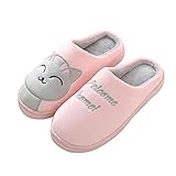 Hausschuhe Unisex Pantoletten Mit Rutschfester Naturkautschuk-Sohle,Filz-Pantoffeln Winter Wärme Plüsch Fleece Gefüttert Schuhe Puschen Bequeme Weich Indoor Baumwolle Slippers Leichte F