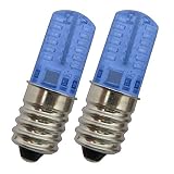 2x Stk. E14 LED Lampe 1,5/2,0 Watt blau/Blaulicht für den Kühlschränke/Lampen uvm. - E14/SES Leuchtmittel Kühlschrank Birne Glühbirne Ersatz (E14 1,5W Glas) (Ausführung, E14 2W Silikon)