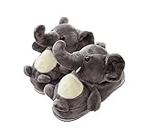 LANFIRE Tier Hausschuhe Elefanten Hausschuhe Winter Hause warme Anti-Rutsch-Baumwolle Hausschuhe (M（EUR35-39）, Elephant)