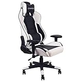 CASATOCA Gaming Stuhl, Bürostuhl Gamer ​Ergonomischer Stuhl Schreibtischstuhl, Kopfstütze und Lendenwirbelstütze, verstellbare Armlehnen und Sitzhöhe, Weiß