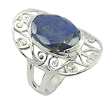 riyo 925 Sterling Silber Ring mit natürlichem Blauen Ring, Blauer Edelstein-Ring aus Lap