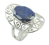 riyo 925 Sterling Silber Ring mit natürlichem Blauen Ring, Blauer Edelstein-Ring aus Lap