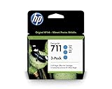 HP 711 Cyan 29 ml Original Tintenpatronen (CZ134A) für DesignJet T530, T525, T520, T130, T125, T120 & T100 Großformat-Plotterdruck