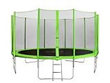 SixBros. SixJump Gartentrampolin 4,30m - Kindertrampolin für den Garten, Outdoor-Trampolin, Komplett-Set inkl. Leiter, Sicherheitsnetz & Abdeckung, grün, TG430/1768