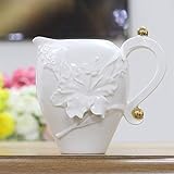 LIUCHUNYANSH Beschattungsnetz Serving Pitcher Handgemachte weiße Sahne kleine 440ml Keramikcreme, Milchkrug, Ausgießer, Pitcher-Krug, Töpferwaren-Hauswarming-Geschenksauce-Krug