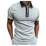 JINKO Polo-Shirt, kurzärmelig, schnelltrocknend, locker, atmungsaktiv, gestreift, normale Passform, Büro, Wicking, Bluse, leicht, knitterfrei, Erwachsenen-Tops für Golf, Tennis, Sport, grau, M