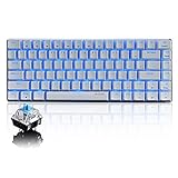 AK33 USB-Kabelgebundene Mechanische Gaming-Tastatur, 80% Blaue Schalter Keyboard mit Blaue-LED-Hintergrundbeleuchtung, 82 Tasten Anti-Ghosting-Metallpanel für PC, Mac und Laptop-Weiß