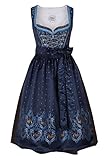 Stützle Damen Dirndl blau festlich midi mit Hirschen, Blau, 40