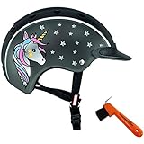 Casco Kinder Reithelm NORI Einhorn schwarz/grau S (52-56cm) + Hufkratzer Reiterladen24