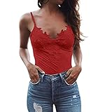 Fannyfuny Damen Tee,Mode Frau Casual Elegant Blusen V-Ausschnitt Spitze Sexy Sling Tops Casual Elegant Blusen T-Shirt Sport Weste S-XXL